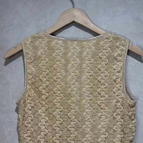 Vintage Y2K Babydoll Lace Top Champagne Gold Sequins Large Holiday NYE Fairycore - Picture 8 of 13